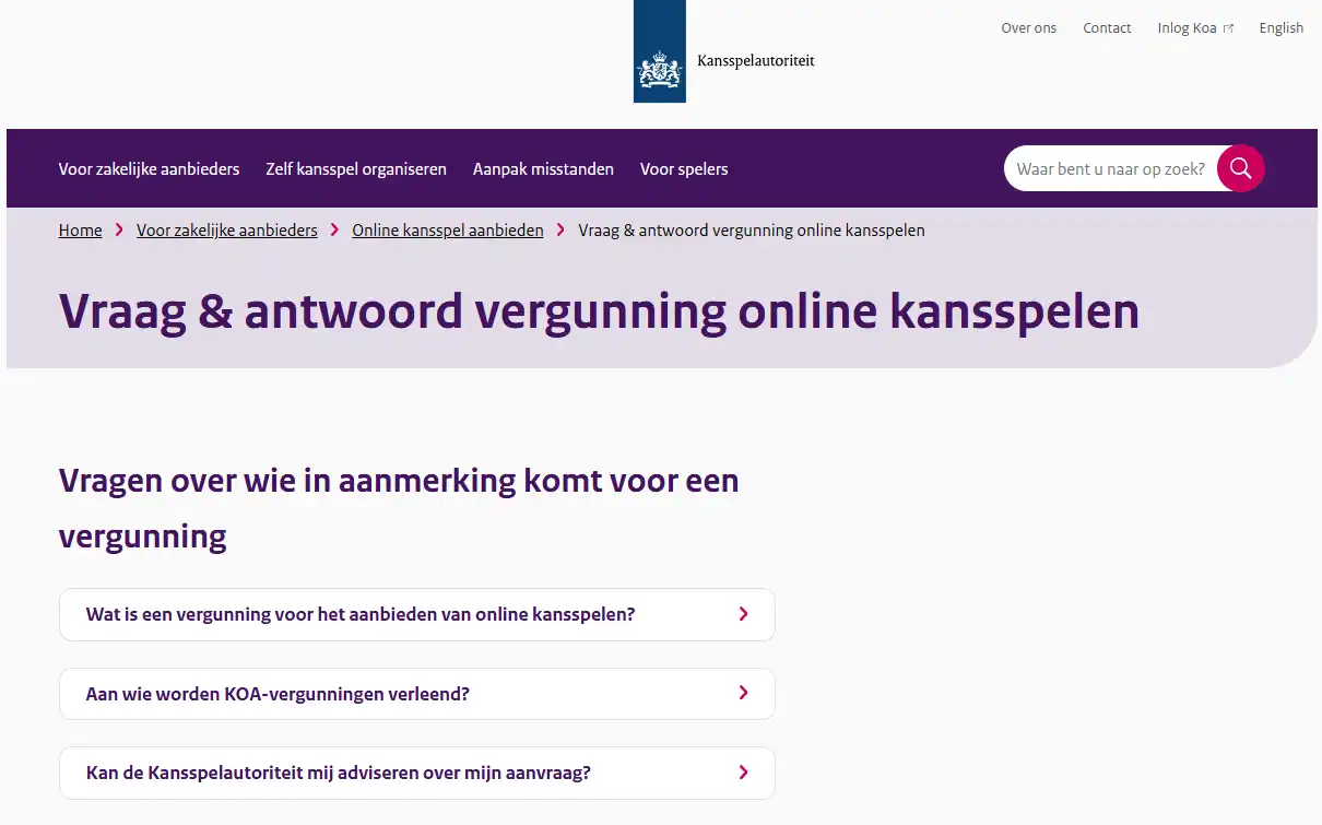 KSA-informatie over KOA-vergunningen en de Kansspelwijzer