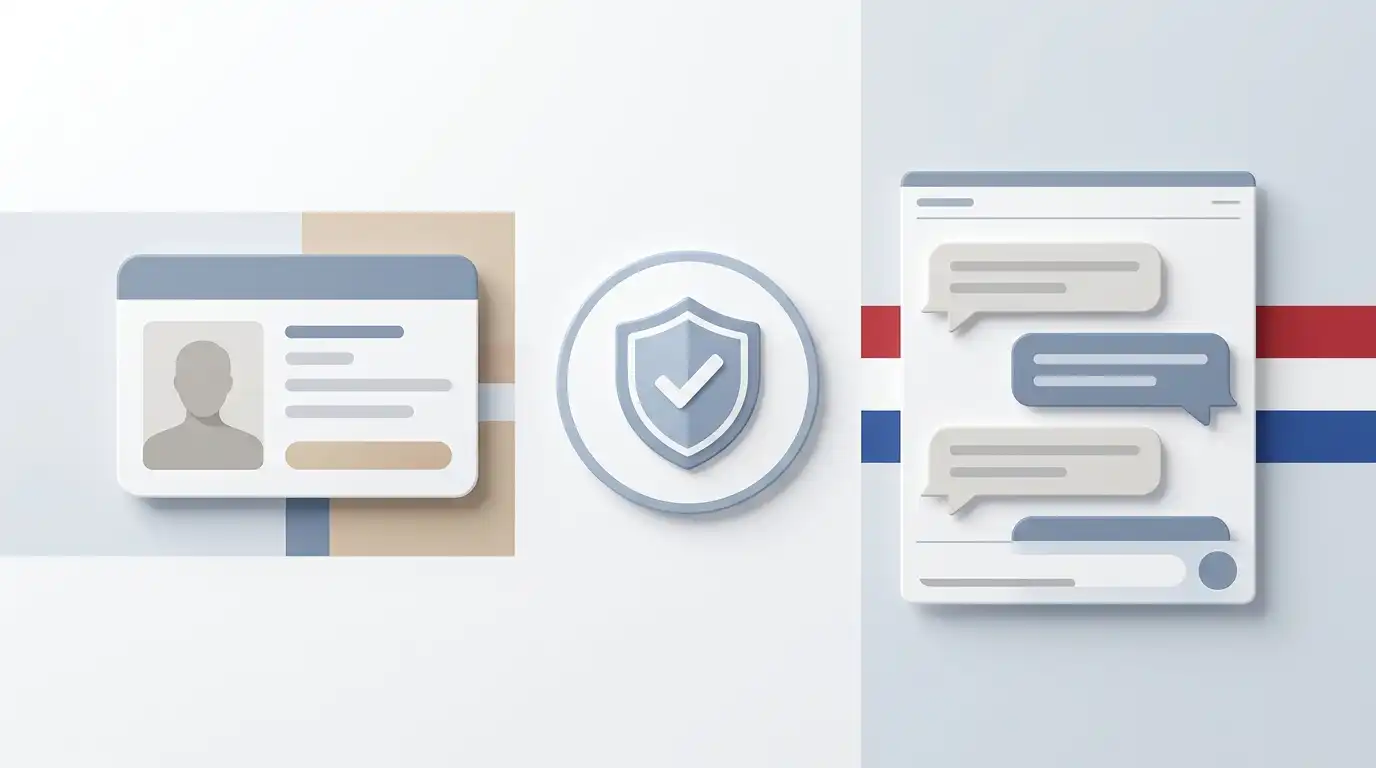 Illustratie van accountverificatie met identiteitscontrole en klantenservice